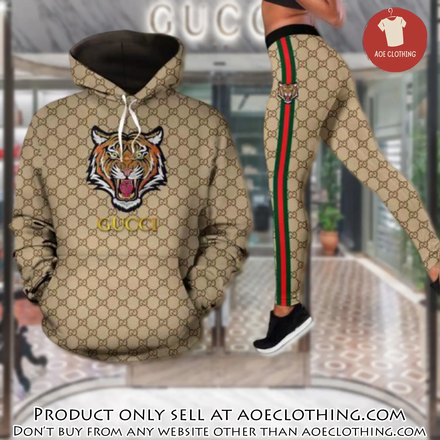 Gucci tiger hoodie legging set luxury for women aoe1422998